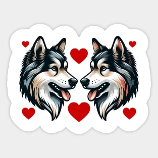 Love Huskies Couple Tee, Cute Dog Lover T-Shirt, Valentines Canine Design, Unisex Adult Clothing, Gift for Pet Owners Sticker